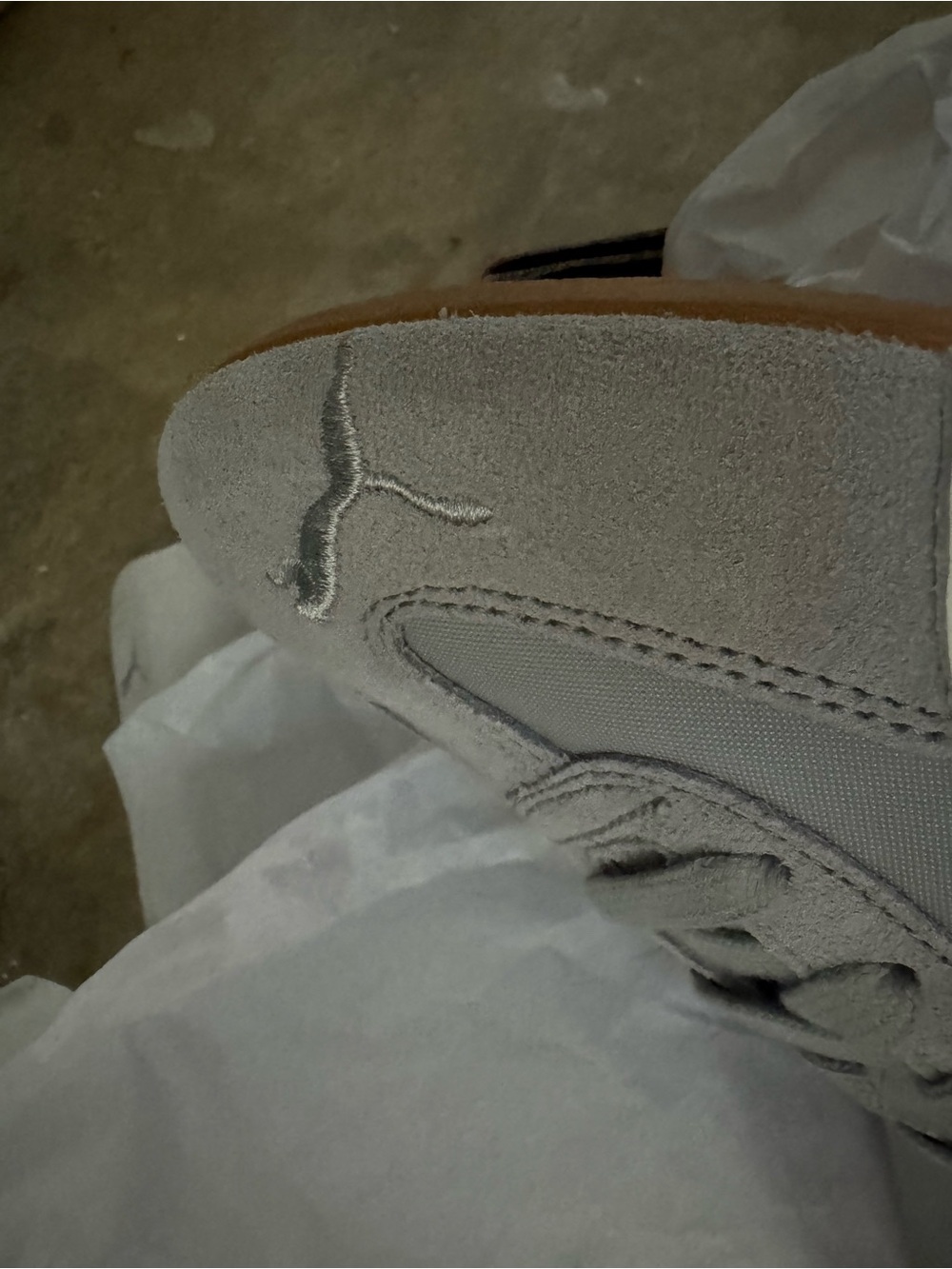 Puma Grey Suede & Cream Suede-Accent Sneakers - Picture 6 of 8